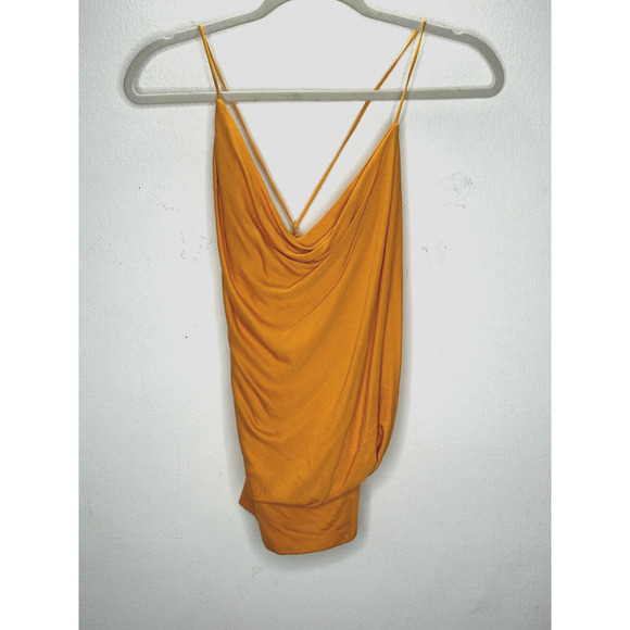 BCBGMAXAZRIA Orange Simone Flame Drape Open Criss Cross Tie Back Summer Top XS - Picture 11 of 11